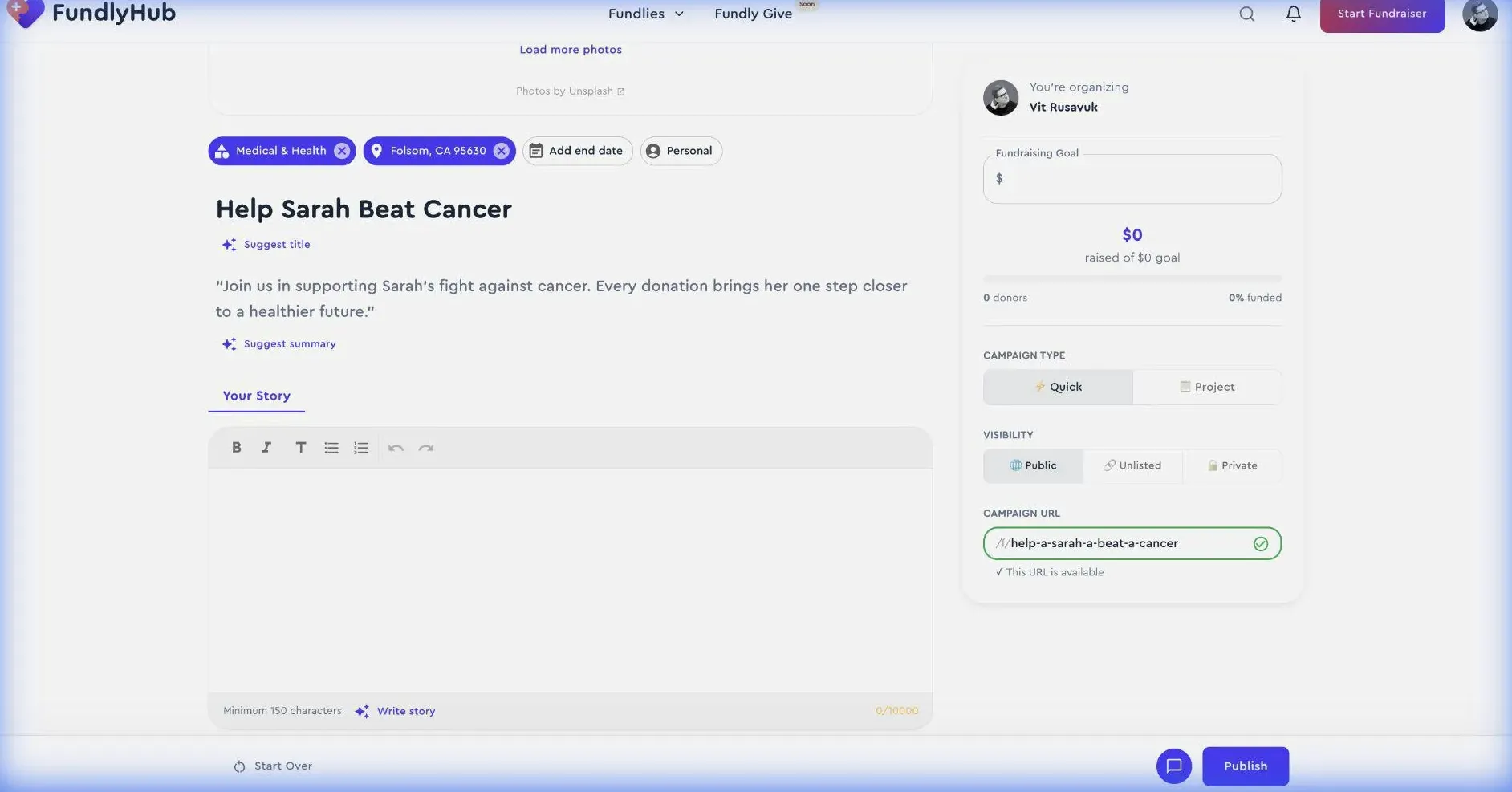 Animation showing the AI chatbot creating a campaign about stray animals