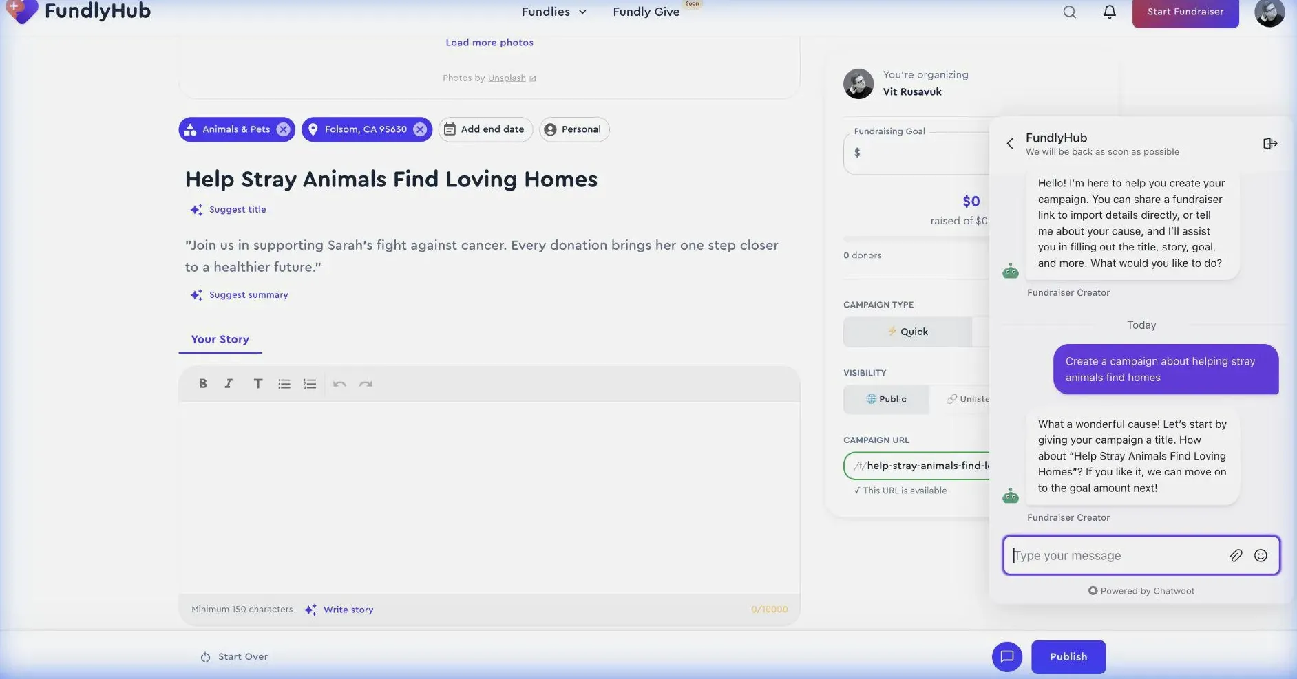 Animation showing AI Generate creating a custom cover image with DALL-E 3