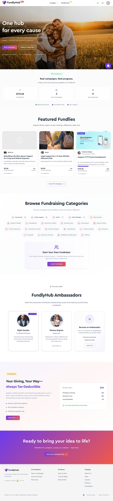 Главная страница FundlyHub